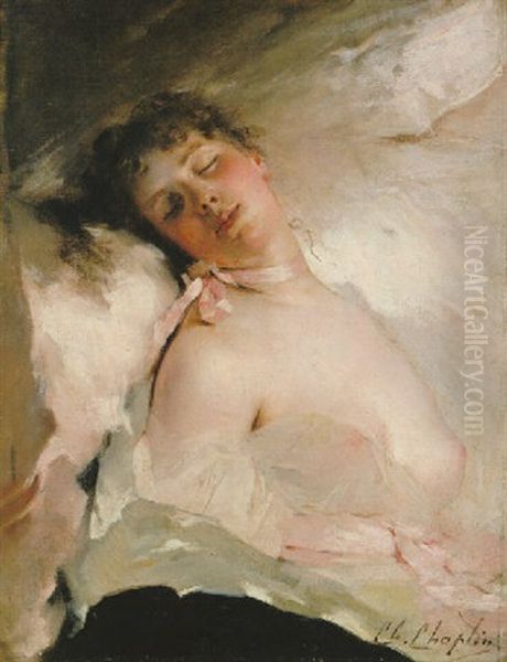 Jeune Femme Endormie Oil Painting by Charles Joshua Chaplin