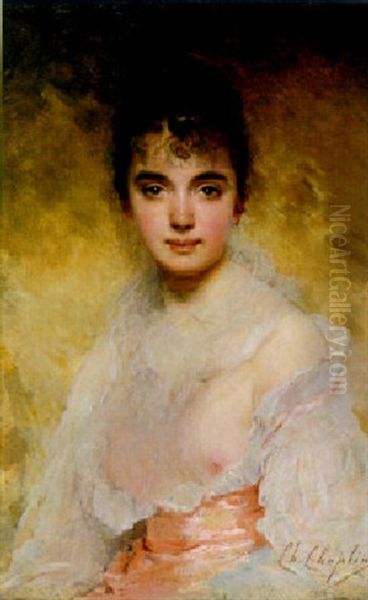 Portrait Of A Young Woman Oil Painting by Charles Joshua Chaplin