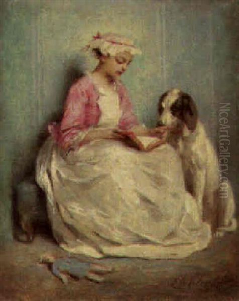 A Good Story Oil Painting by Charles Joshua Chaplin