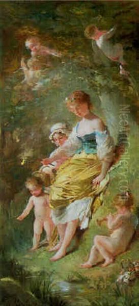 Les Petits Pecheurs Oil Painting by Charles Joshua Chaplin