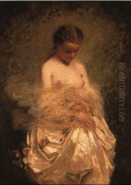 Jeune Fille Aux Seins Nus Oil Painting by Charles Joshua Chaplin