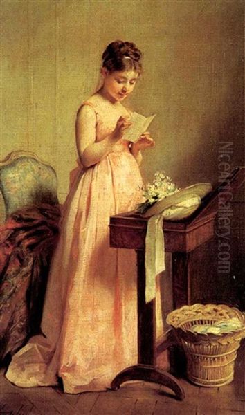 The Letter Oil Painting by Charles Joshua Chaplin