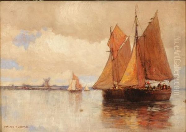 Sailboats At Sea Oil Painting by Carlton Theodore Chapman