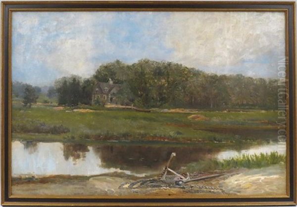 River Landscape With House Oil Painting by Carlton Theodore Chapman