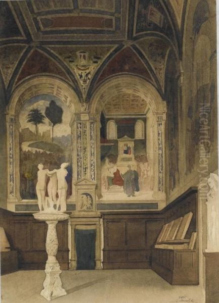 Interieur De La Libreria Piccolomini, Dans La Cathedrale De Sienne Oil Painting by Gabriel Auguste Ancelet