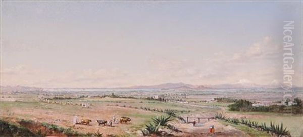 View Of Mexico (valley View Of Popcatepetl And Izaccihuatl Mountains) Oil Painting by Conrad Wise Chapman