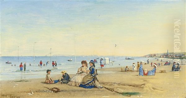 Plage De Trouville Oil Painting by Conrad Wise Chapman