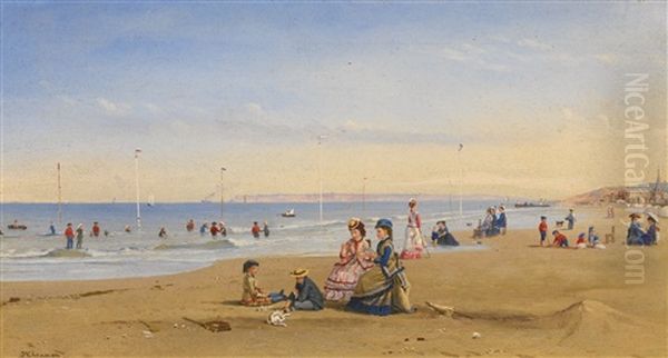 The Beach At Trouville Oil Painting by Conrad Wise Chapman