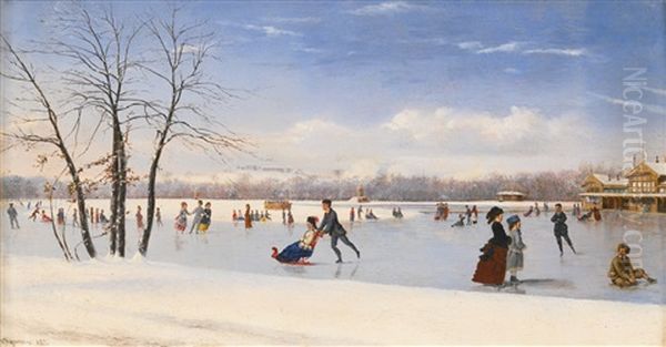 Cercle Des Patineurs, Bois De Boulogne Oil Painting by Conrad Wise Chapman