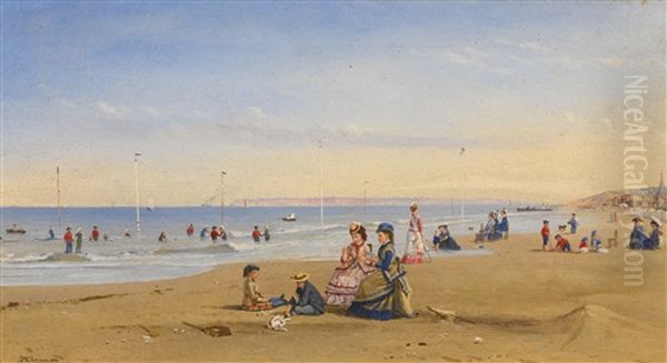 The Beach At Trouville Oil Painting by Conrad Wise Chapman