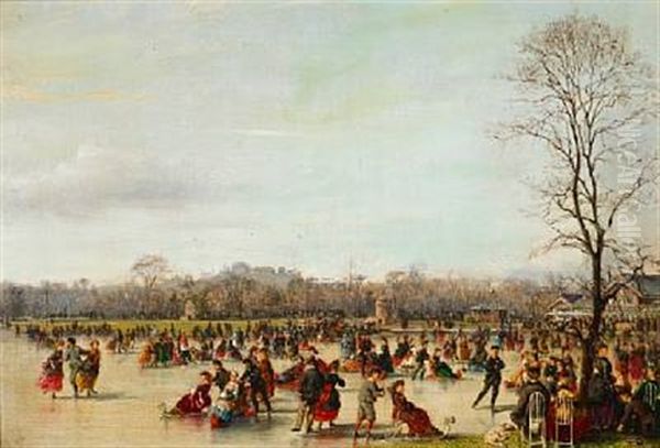 Skaters In The Bois De Boulogne Oil Painting by Conrad Wise Chapman