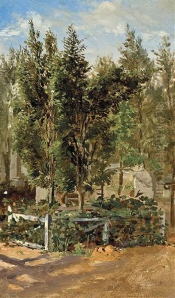 A Paris Garden Oil Painting by Conrad Wise Chapman