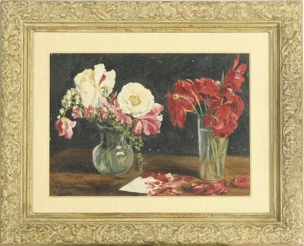 Still Life Of Poppies And Other Flowers In A Vase Oil Painting by Conrad Wise Chapman