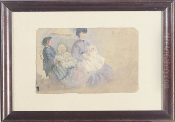 Nannies In The Park (+ 3 Others; 4 Works) Oil Painting by Conrad Wise Chapman