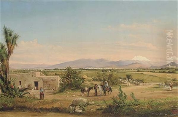 Valley Of Mexico From The Hacienda Morales Oil Painting by Conrad Wise Chapman