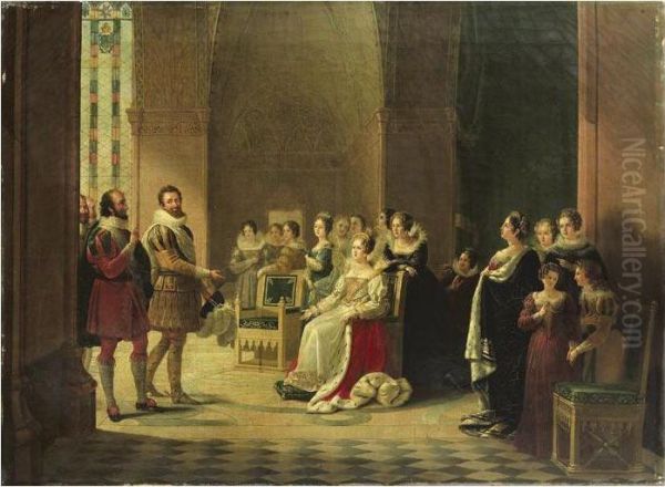 Henri Iv Et Catherine De Medicis Oil Painting by Marguerite V. Ancelot