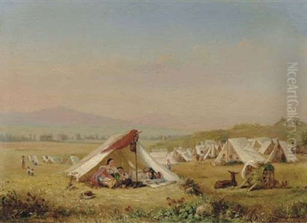 An Encampment Oil Painting by Conrad Wise Chapman