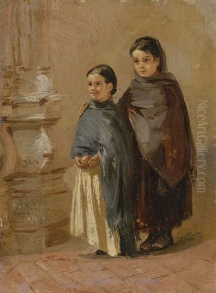 Two Ninas In A Cathedral Oil Painting by Conrad Wise Chapman