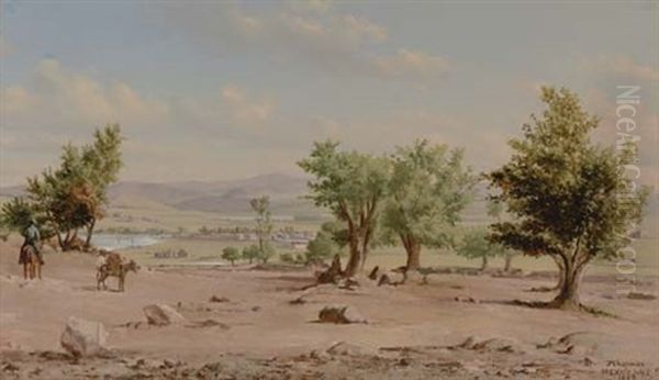 Valley Of Mexico With Town In Background Oil Painting by Conrad Wise Chapman