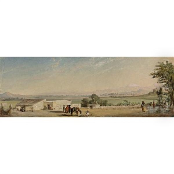 Mexico Desde La Hacienda De Los Morales Con Vista De Chapultepec Oil Painting by Conrad Wise Chapman