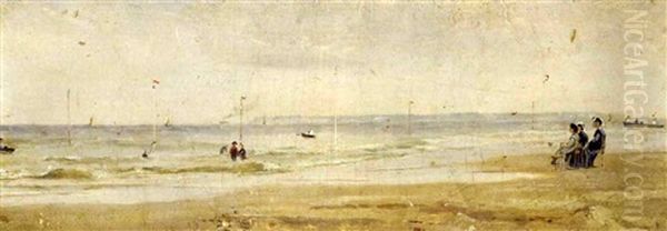 At The Beach At Trouville Oil Painting by Conrad Wise Chapman