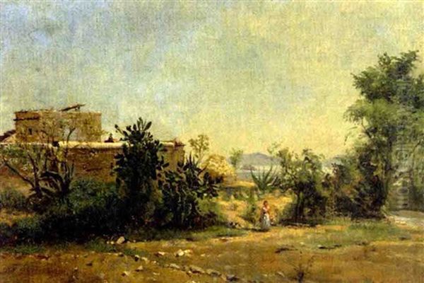 Hacienda View With Woman Oil Painting by Conrad Wise Chapman