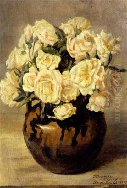 Still-life Of Roses (+ Still-life Of Daisies, 1901, Oil On Card, Smaller; 2 Works) Oil Painting by Conrad Wise Chapman