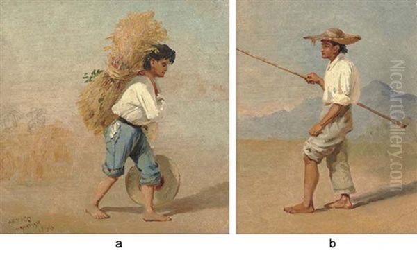 Mexican Farm Boy (2 Works, 1 Ca. 1866) Oil Painting by Conrad Wise Chapman