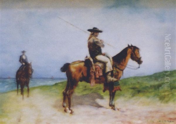 Cavaliers Mexicains A Cheval Oil Painting by Conrad Wise Chapman