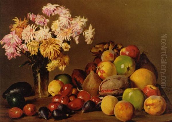 Naturaleza Muerta Con Fruta Y Flores Oil Painting by Conrad Wise Chapman