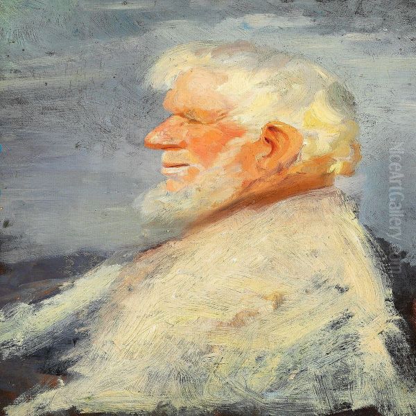 Gammel Fisker Med Hvidt Skaeg Oil Painting by Anna Ancher