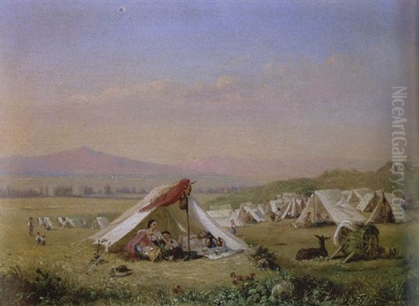 Valley Of Mexico With An Encampment Oil Painting by Conrad Wise Chapman