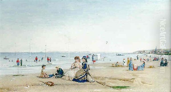 Plage De Trouville Oil Painting by Conrad Wise Chapman