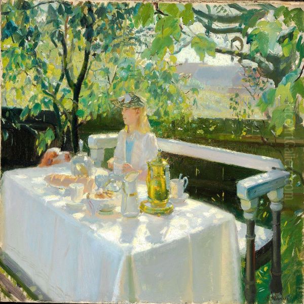 Ved Frokosten Oil Painting by Anna Ancher