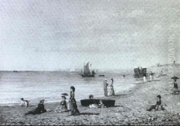 Beach Scene, Normandy France Oil Painting by Conrad Wise Chapman