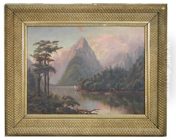 View Of Mitre Peak, Milford Sound, New Zealand Oil Painting by Ernest Arthur Chapman