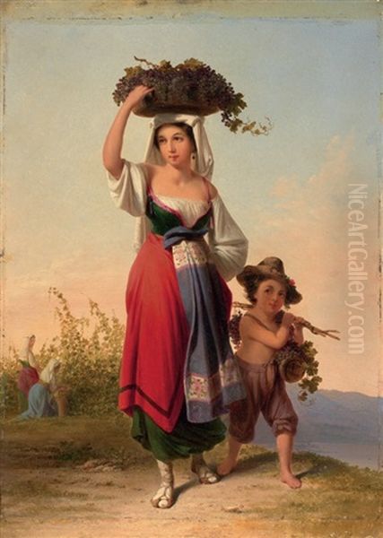 Tempo Di Vendemmia Nella Campagna Romana Oil Painting by John Gadsby Chapman