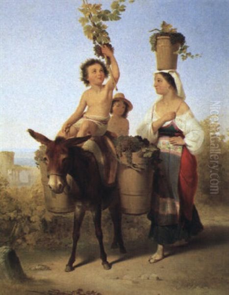 Harvest Time In Italy Oil Painting by John Gadsby Chapman