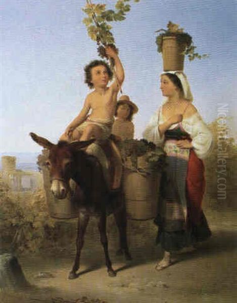 Harvest Time In Italy Oil Painting by John Gadsby Chapman