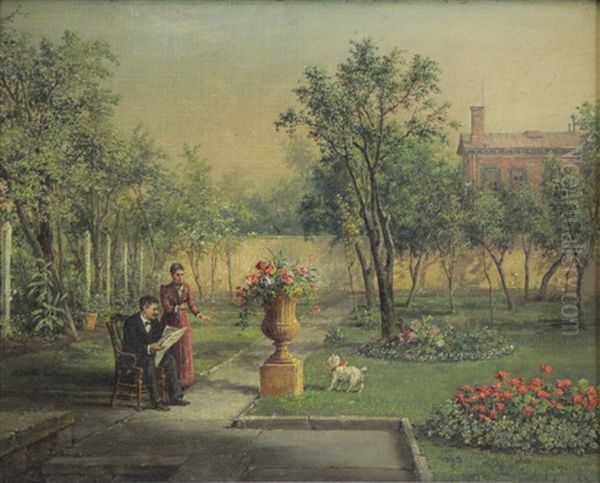 Garden Scene Oil Painting by John Linton Chapman