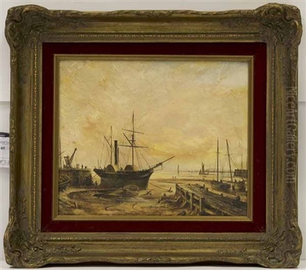 Shipyard, 1880 Oil Painting by John Linton Chapman