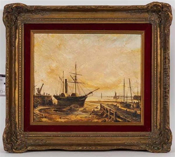 Shipyard, 1880 Oil Painting by John Linton Chapman