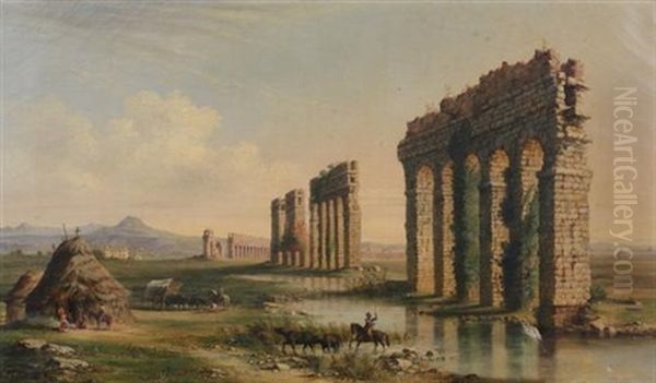 Claudian Aqueduct Oil Painting by John Linton Chapman