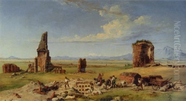 Excavations On The Campagna Oil Painting by John Linton Chapman