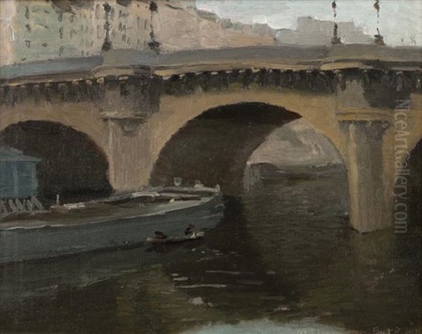 Bridge On The Seine, Paris Oil Painting by Minerva Josephine Chapman