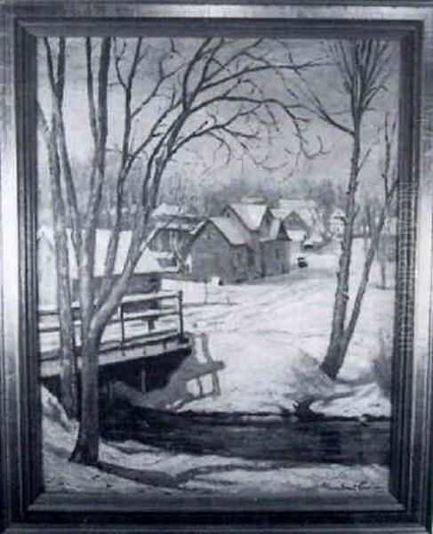 Snow Scene With Bridge Oil Painting by William Ernest Chapman