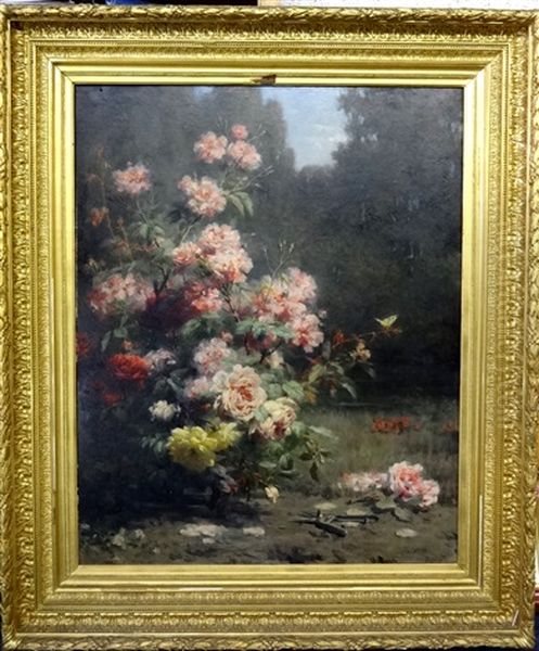 Massif De Roses Dans Un Jardin Oil Painting by Gregoire Chapoton