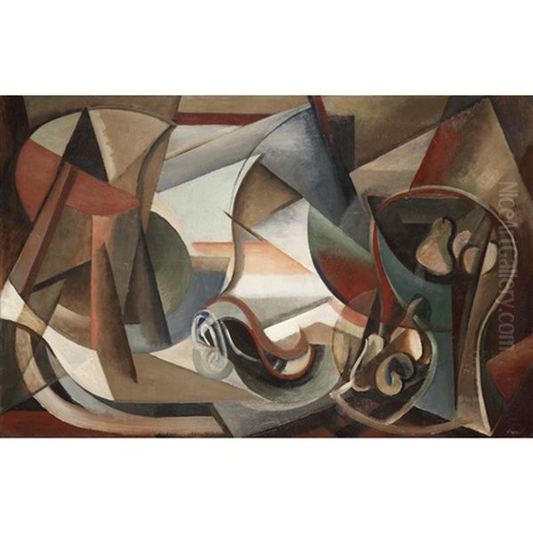 Composition A La Coupe De Poires, 1947 Oil Painting by Jules (Youla) Chapoval