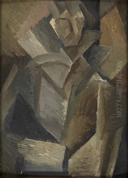 Cubist Figure Composition Oil Painting by Jules (Youla) Chapoval