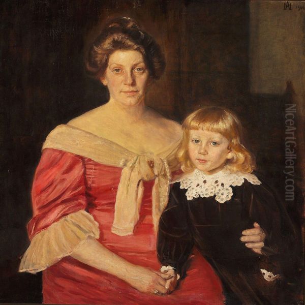 Double Portrait Of Henny Brodersen Oil Painting by Michael Ancher